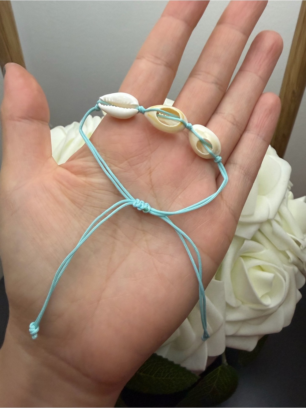 Handmade Shell Bracelet in Light Blue